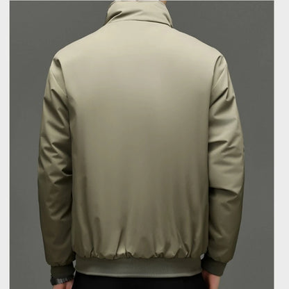Men's Quilted Stand-Collar Cotton Jacket, Korean Workwear Style, Business Casual Winter Coat Quilted Stitching