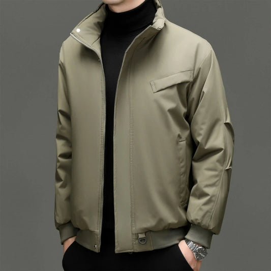 Men's Quilted Stand-Collar Cotton Jacket, Korean Workwear Style, Business Casual Winter Coat Quilted Stitching