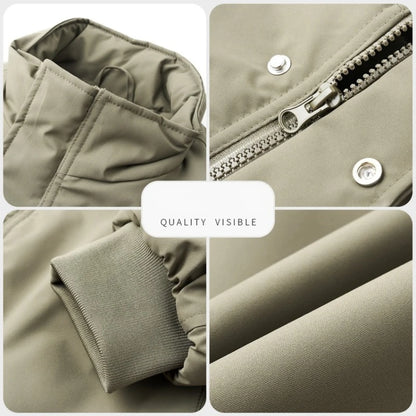 Men's Quilted Stand-Collar Cotton Jacket, Korean Workwear Style, Business Casual Winter Coat Quilted Stitching