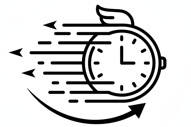 genere une icon sans couleur d'une montre pour le temps afin d'exprimer une rapidité 